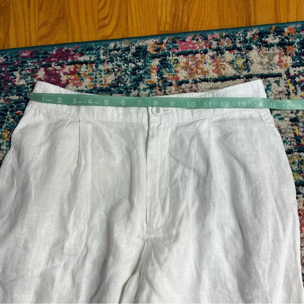 Calypso St.‎ Barth 100% Linen Shorts Embroidered Palm Leaves White Medium